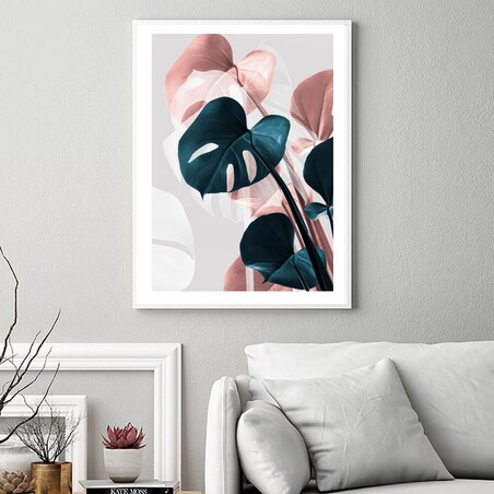 Poster Story, Plakat, Obraz - Różowa Monstera No2, wymiary 50 x 70 cm