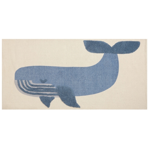 Dywan dziecięcy bawełniany motyw wieloryba 80 x 150 cm beżowo-niebieski SELAI
