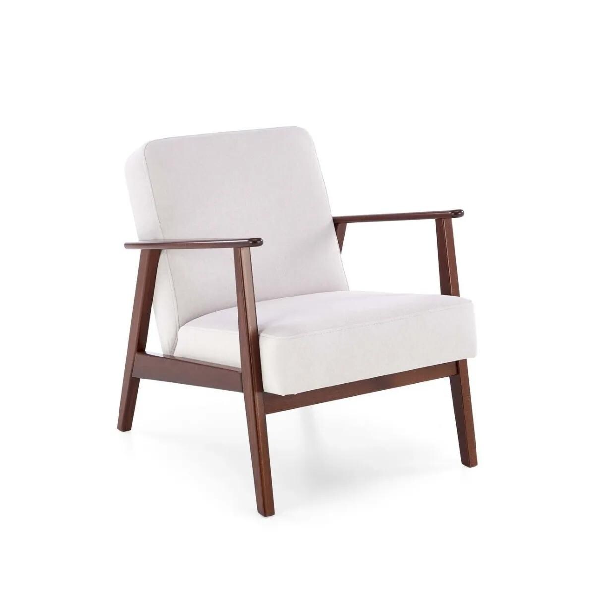 Fotel tapicerowany MILANO 1S jasny beżowy/orzech