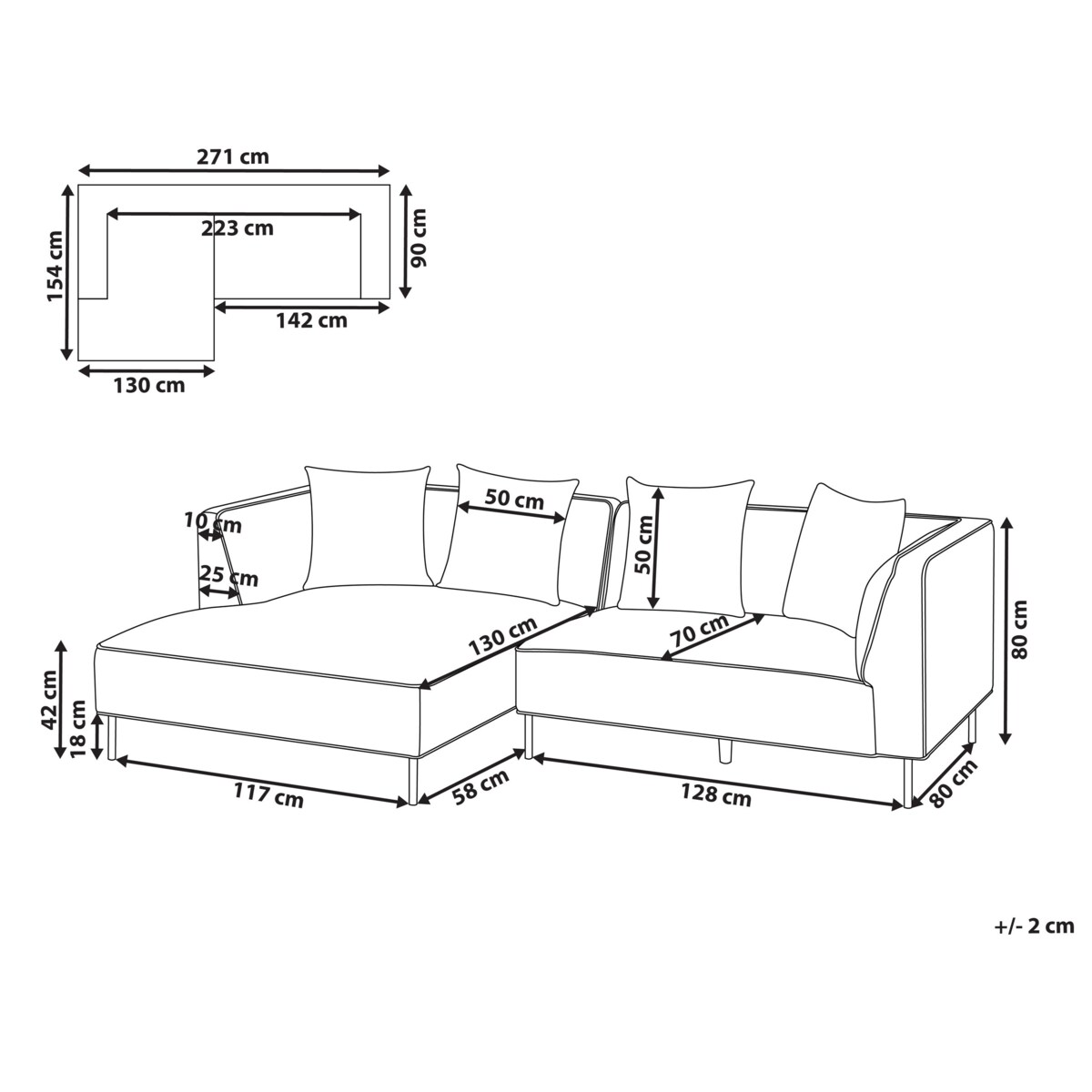 Narożnik dla 3 osób SATER Szenil Beżowoszary Prawostronny