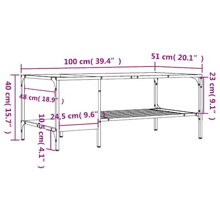 vidaXL Stolik kawowy z półką, kolor dąb sonoma, 100x51x40 cm