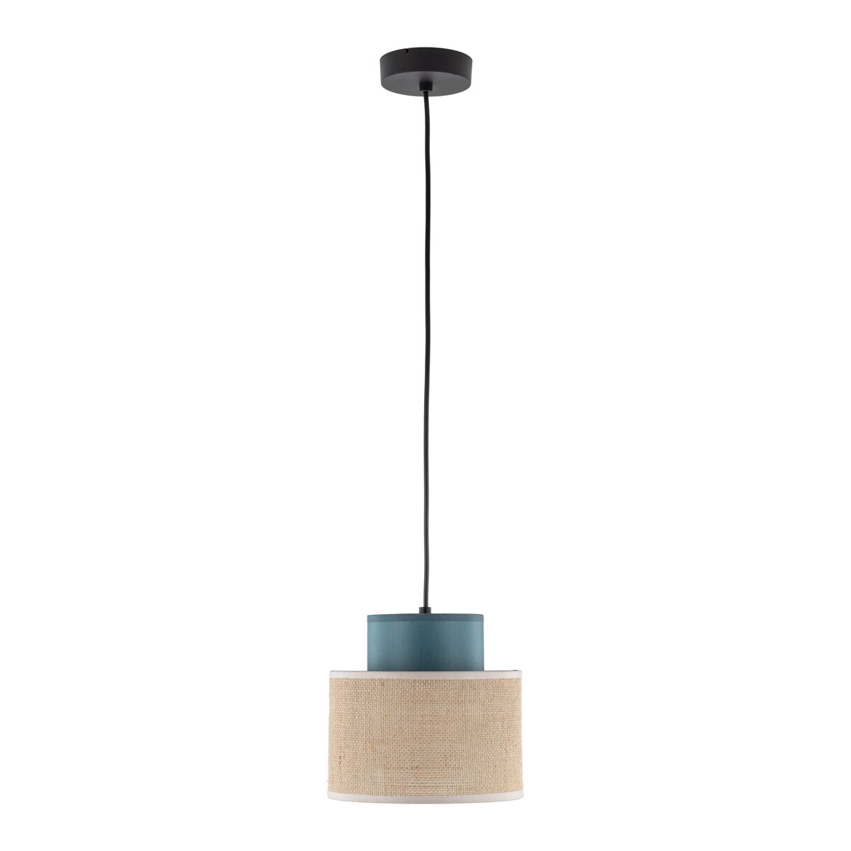 Lampa wisząca TK Lighting DUO JUTA GREEN 3257 czarno-zielona z jutą, E27, regulowana wysokość, 20 cm