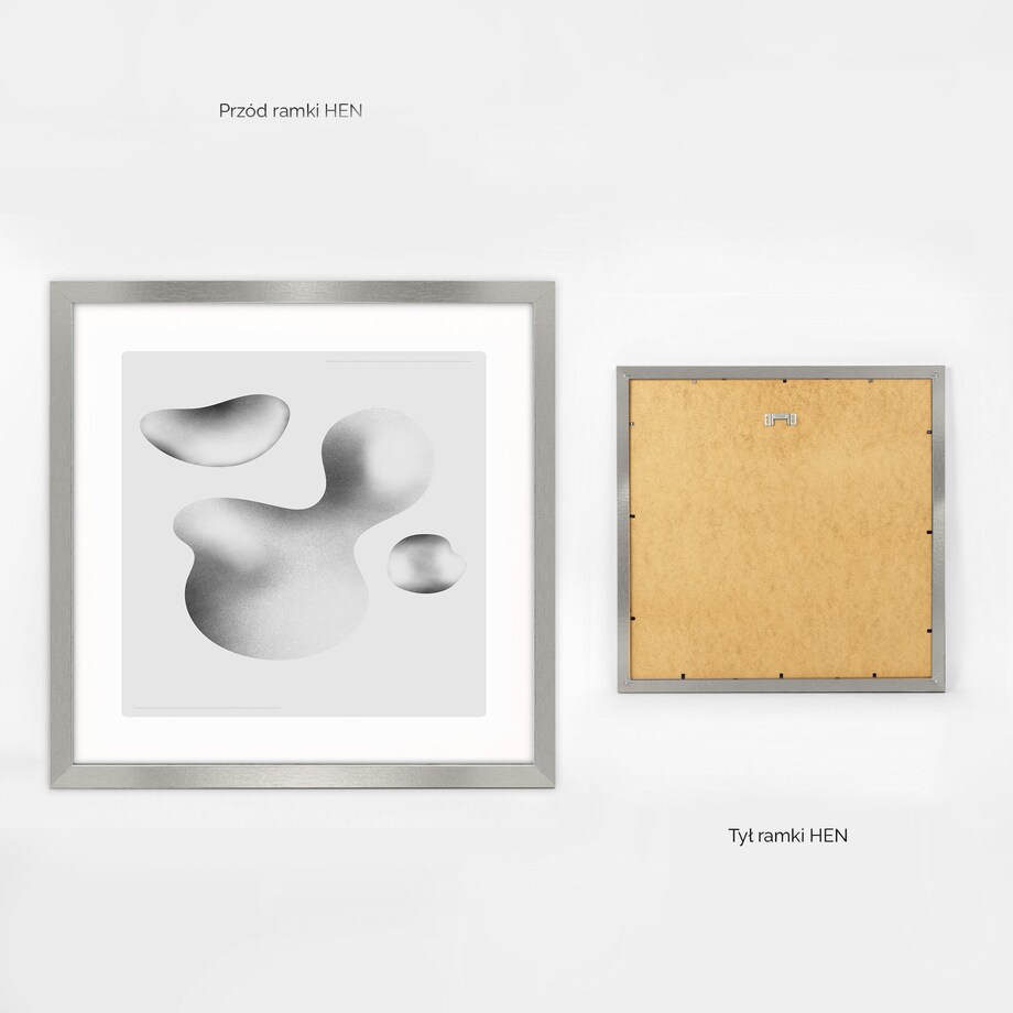 Ramka na zdjęcia 40x40 cm srebrna rama MDF z plexi do powieszenia pion poziom klasyczna kwadratowa ramka FRAMAI®