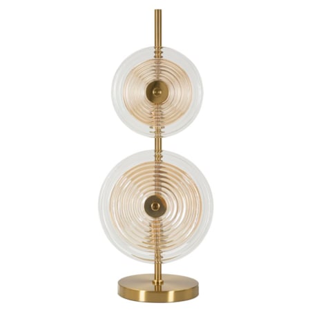 Lampa stołowa Venice, kolor złoty, naturalny i brązowy, szkło i żelazo, 25 x 25 x 63 cm, 2 x E14, do salonu i sypialni, Mauro Ferretti