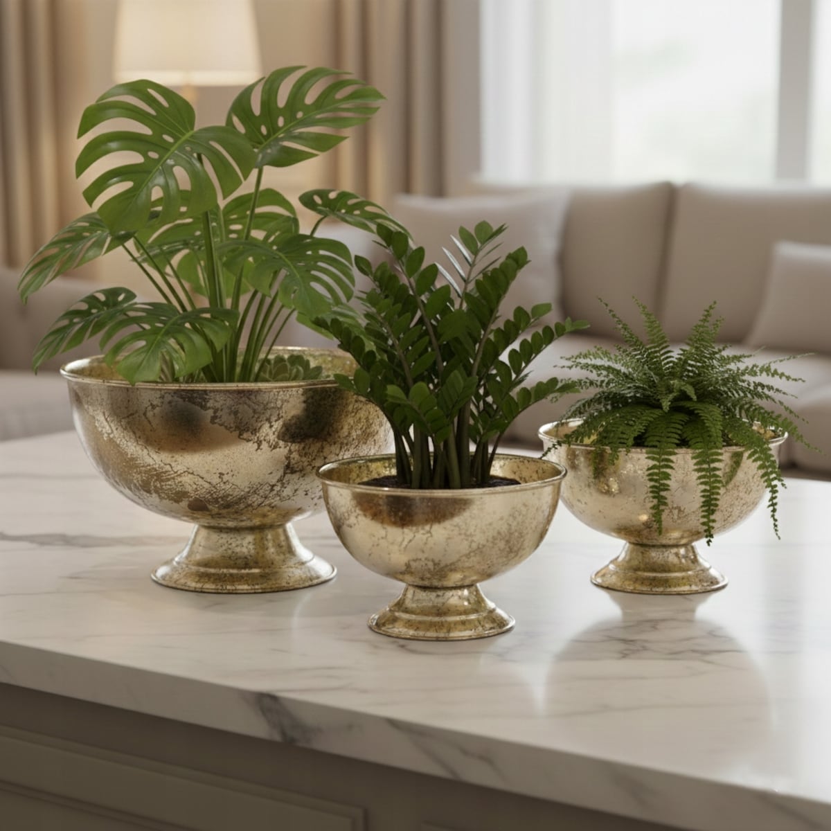 OSŁONKA NA DONICZKĘ METALOWA SREBRNA NA BONSAI BALKON TARAS DO DOMU 3 szt