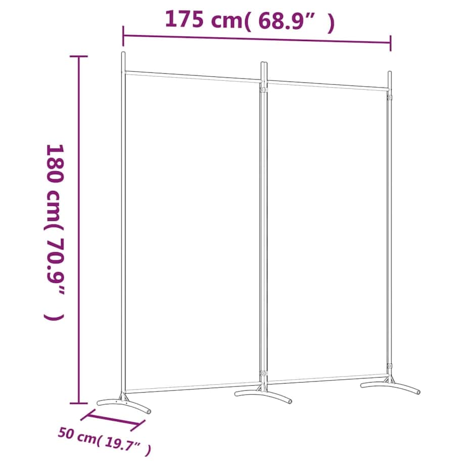 vidaXL Parawan 2-panelowy, biały, 175x180 cm, tkanina