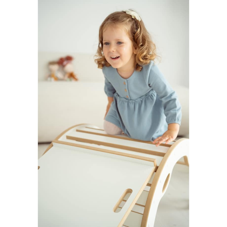 MAŁY bujak montessori z uchwytami + MAŁA zjeżdżalnia CHMURKI