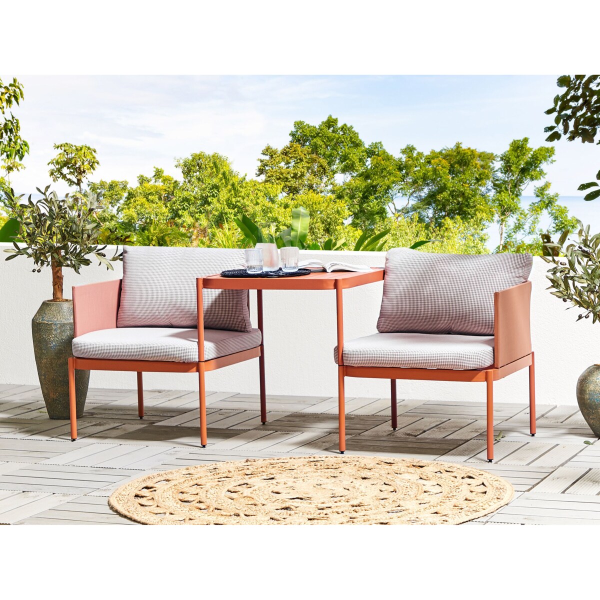 Zestaw ogrodowy dwuosobowy modułowy pomarańczowy TERRACINA