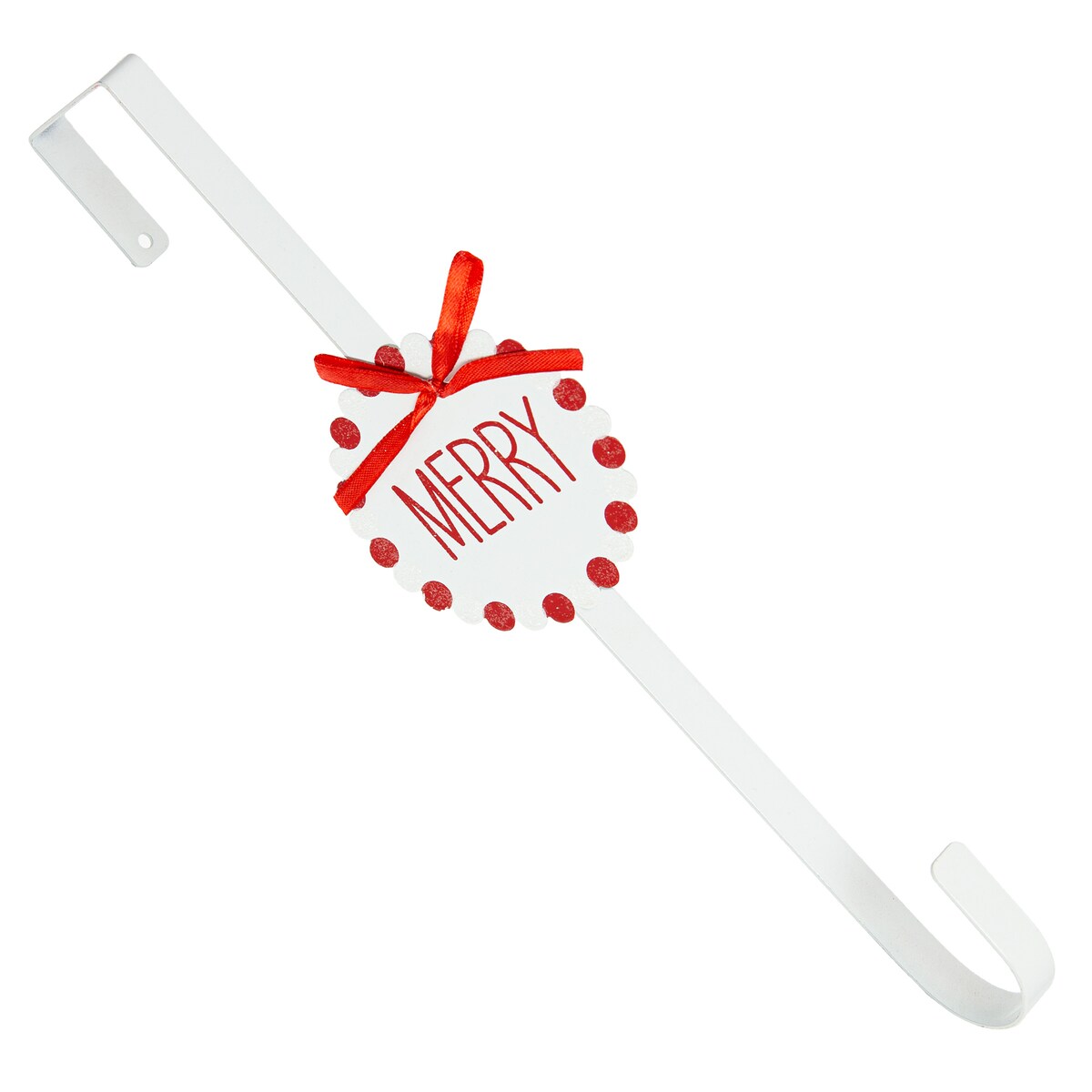 Wieszak Na Wianek Drzwi Na Ozdoby 37,5 Cm Świąteczny Boże Narodzenie Biały Z Kokardą