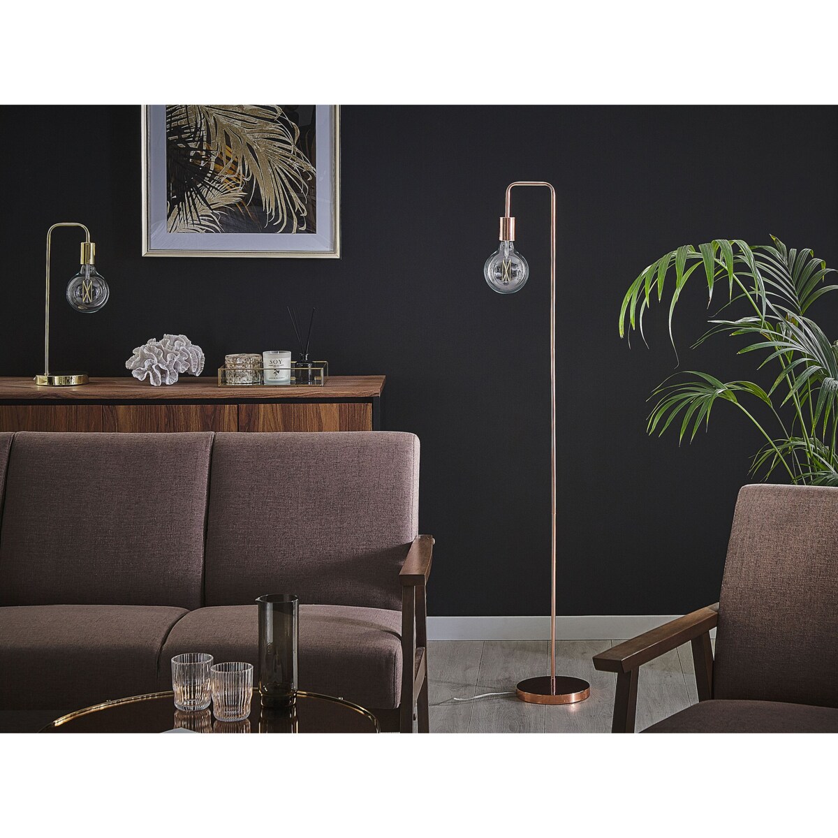 Lampa podłogowa metalowa miedziana SAVENA