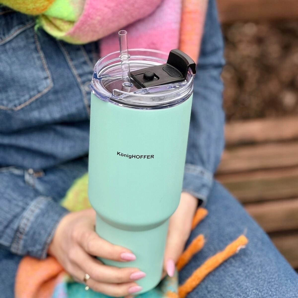 Kubek termiczny ze słomką 1,2 L na napoje kawę HERBATĘ KOKTAJL shake box