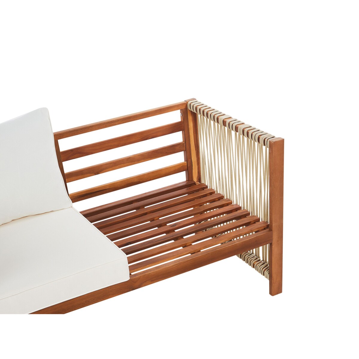 Zestaw ogrodowy 4-osobowy drewniany z plecionką beżową ANTRIA