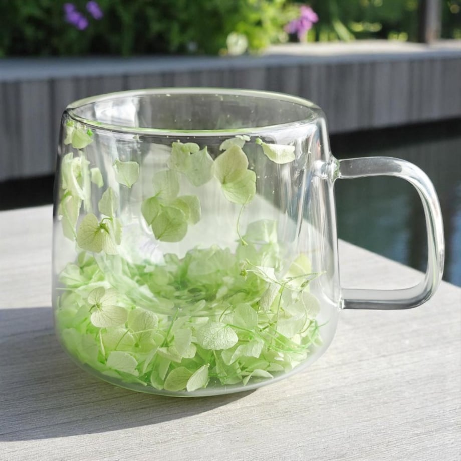 Szklanka termiczna z hortensją w środku, zielona 180 ml 1szt SZK173