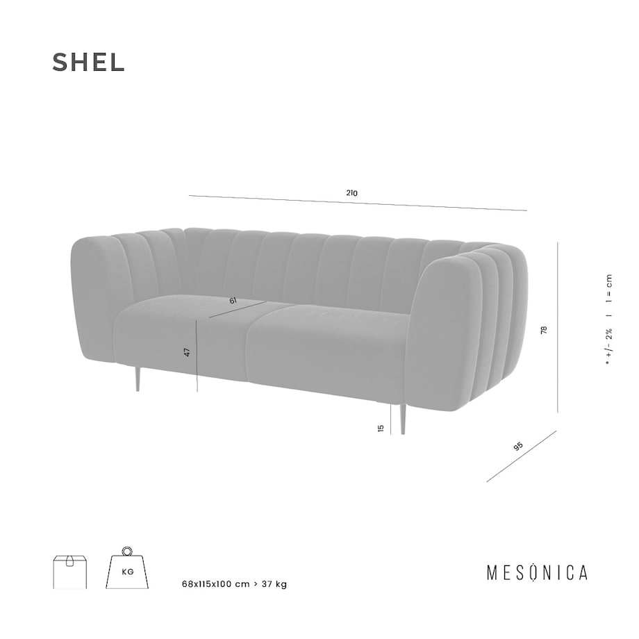 Shel 3-osobowa sofa - ciemnozielona