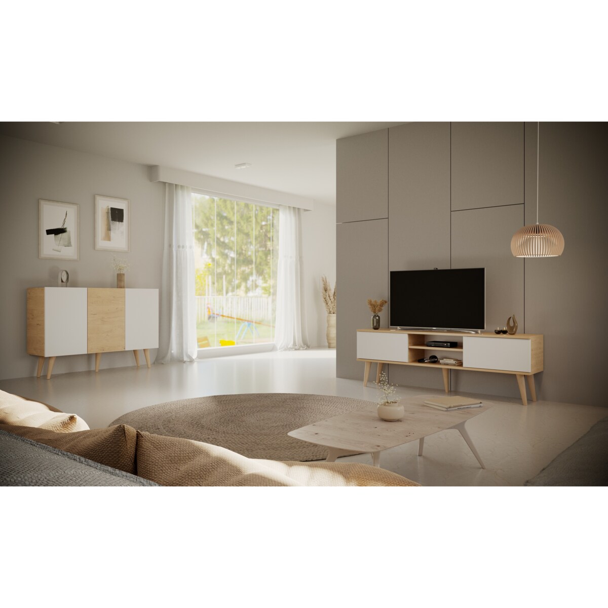 Szafka RTV Toronto 160 dąb artisan & biały