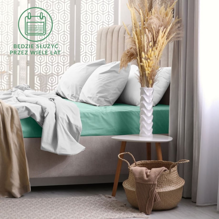 Prześcieradło frotte z gumką 160x200 kolor jasny turkus