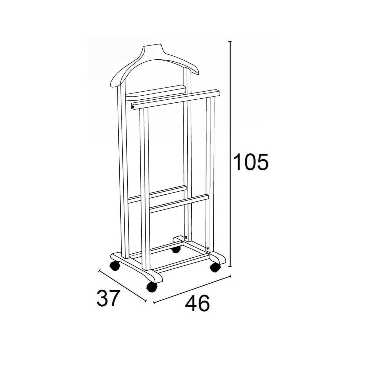 ARREDAMENTI MIRANO Wieszak do sypialni - 105 x 46 cm, biały