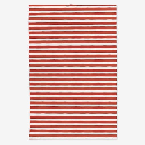 Lniany ręcznik kuchenny - czerwone paski