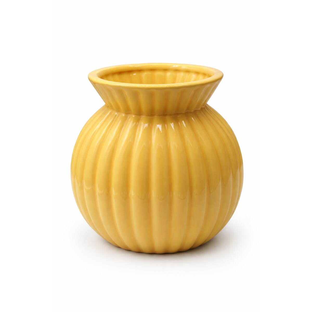 Wazon ceramiczny okrągły prążkowany 19x17x17 cm ASTRID żółty