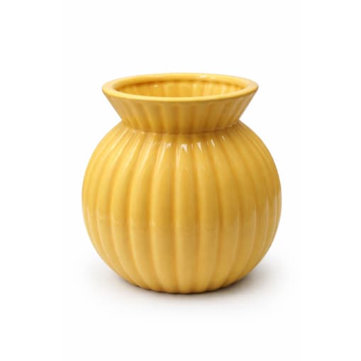 Wazon ceramiczny okrągły prążkowany 19x17x17 cm ASTRID żółty
