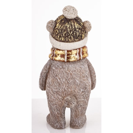 Figurka świąteczna - szary Miś w czapce i szaliku 17x8x7,5 cm CAPELLO