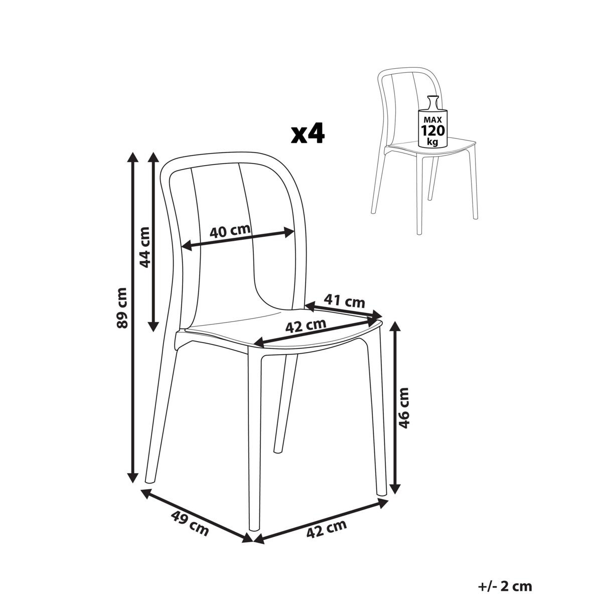 Zestaw 4 krzeseł ogrodowych biało-szary SPEZIA