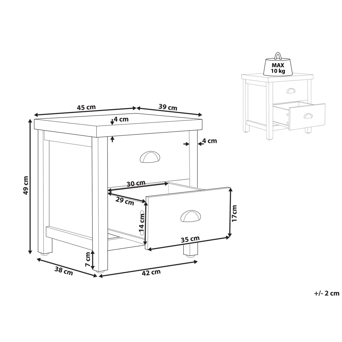 Szafka nocna 2 szuflady szara CLIO
