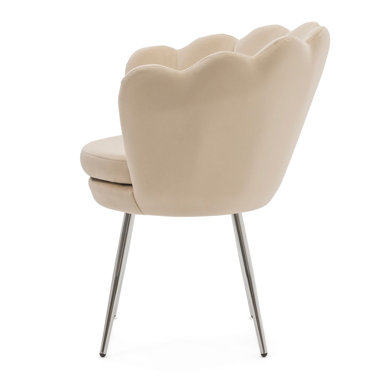 Krzesło tapicerowane Glamour SHELL srebrne nogi Muszla Muszelka beżowa