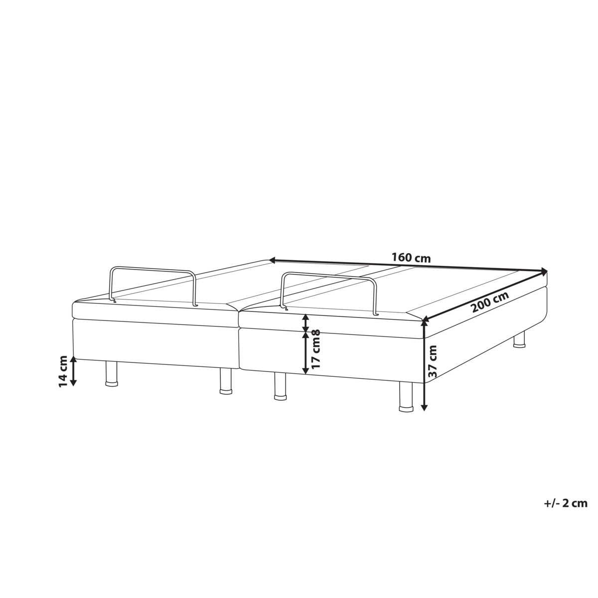 Łóżko regulowane bez zagłówka DUKE 160 x 200 cm Beżowy