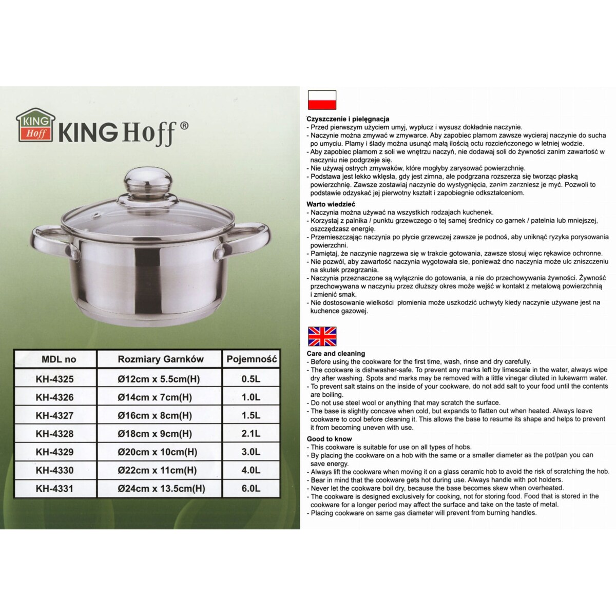 Garnek Z Pokrywą 14Cm Kinghoff Kh-4326 1L