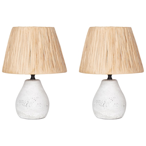 Zestaw 2 lamp stołowych ARWADITO Ceramika Złamana biel