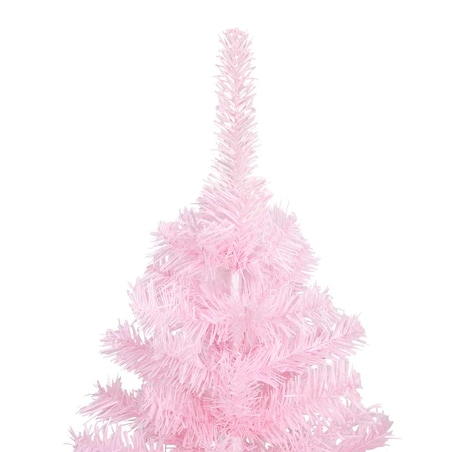 vidaXL Sztuczna choinka z lampkami i bombkami, różowa, 180 cm, PVC