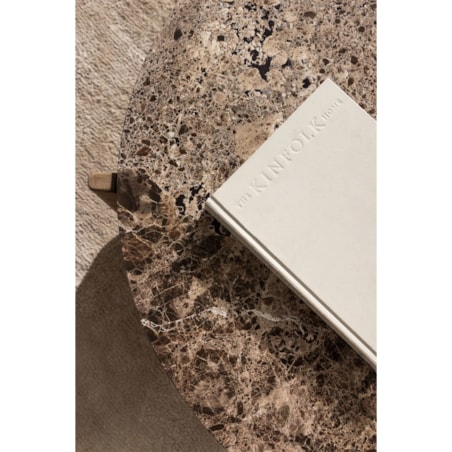 Stolik kawowy z drewna mango i brązowego marmuru Lavinia Ø90 cm