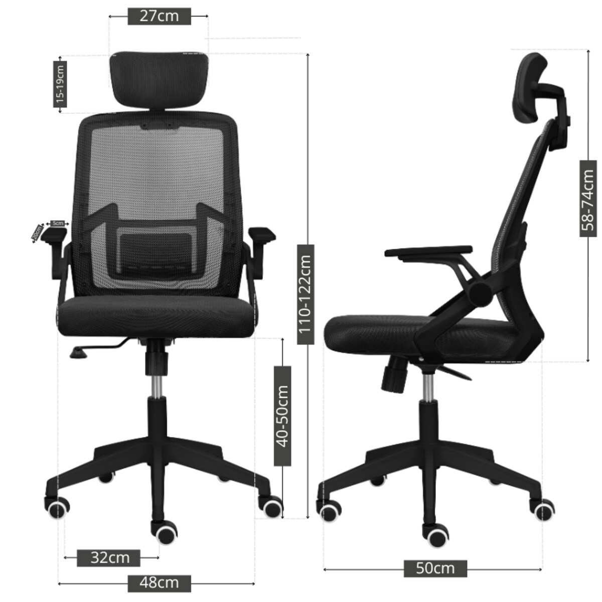 Krzesło biurowe fotel obrotowy regulowany ergonomiczny czarny