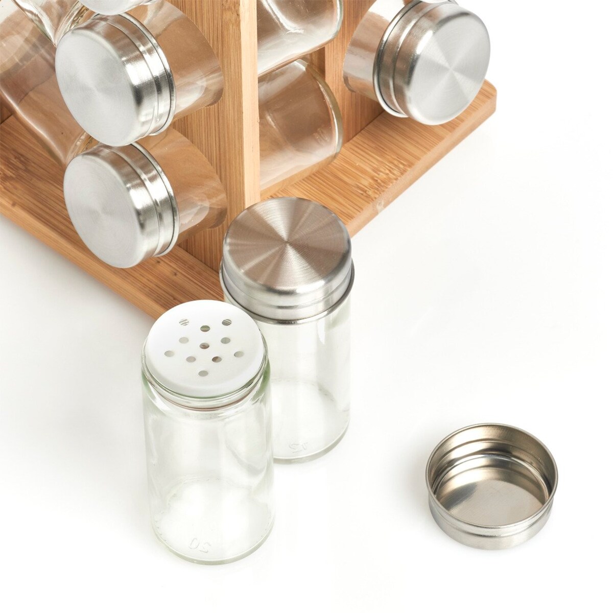 Stojak na przyprawy obrotowy + 16 pojemników, 30 cm, bambusowy, ZELLER