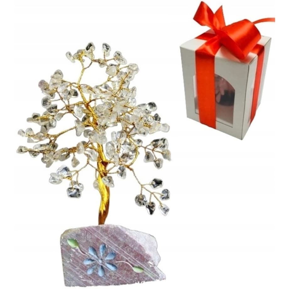 DUŻE Drzewko SZCZĘŚCIA z KRYSZTAŁ GÓRSKI 320 W PUDEŁKU na prezent pamiątka