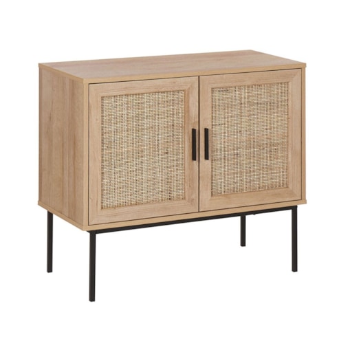 Szafka dwudrzwiowa fronty rattanowe jasne drewno PASCO