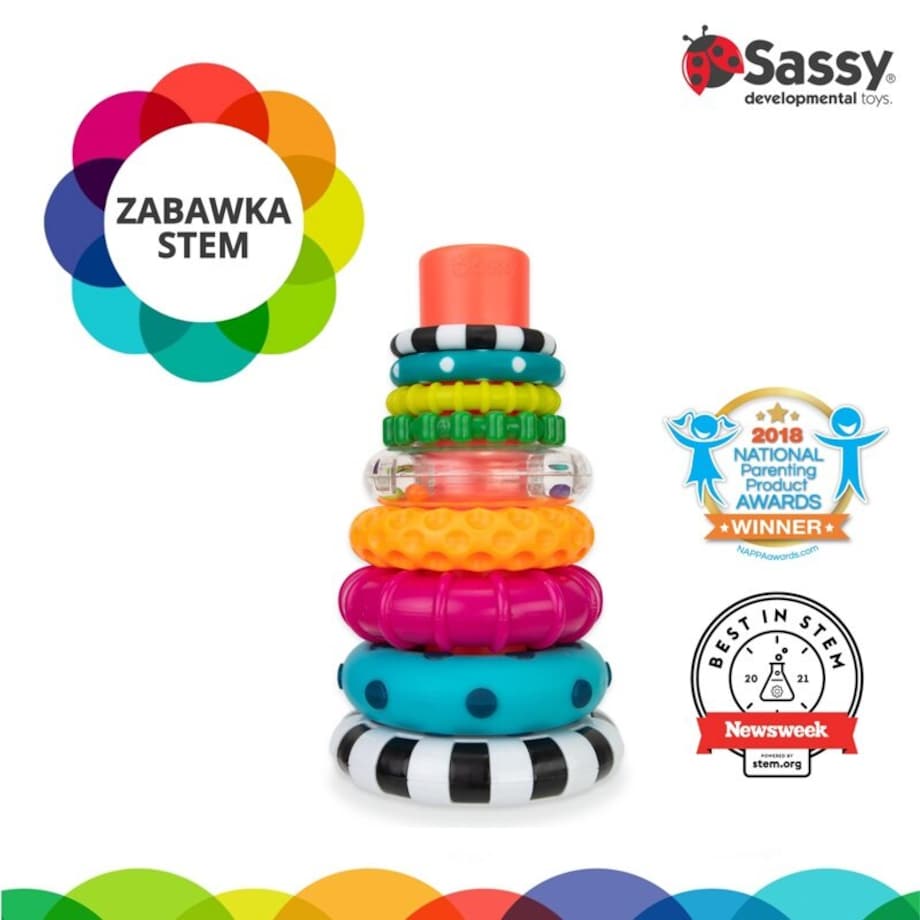 Zabawka STEM: Wieża z krążków, 6 m+, Sassy