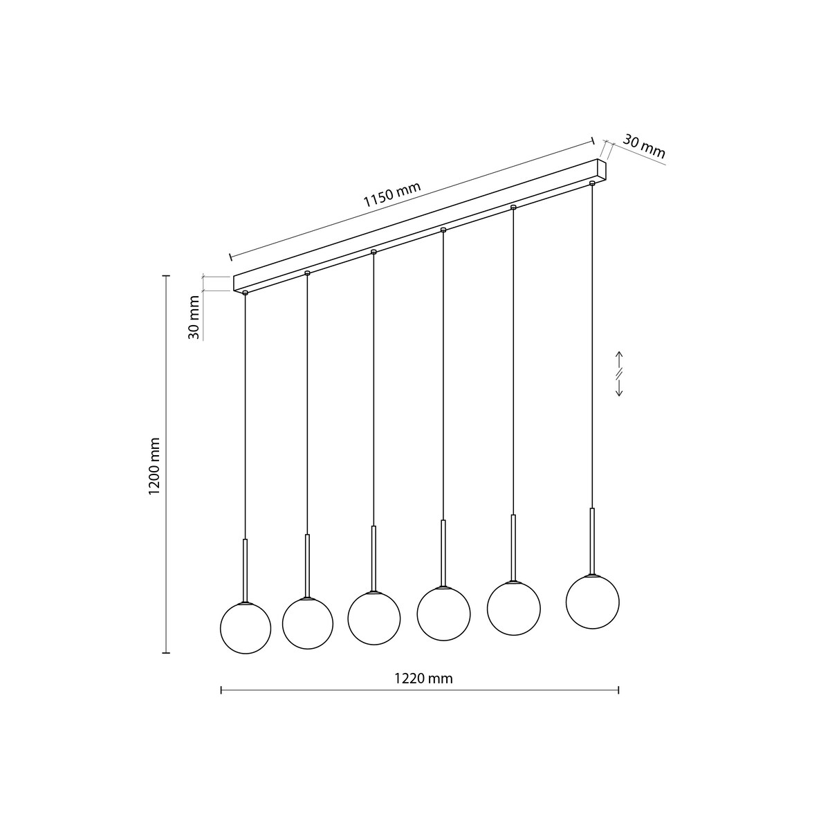 Lampa wisząca TK Lighting MARTIN WHITE 4504 biała/czarna 6xG9 regulowana wysokość