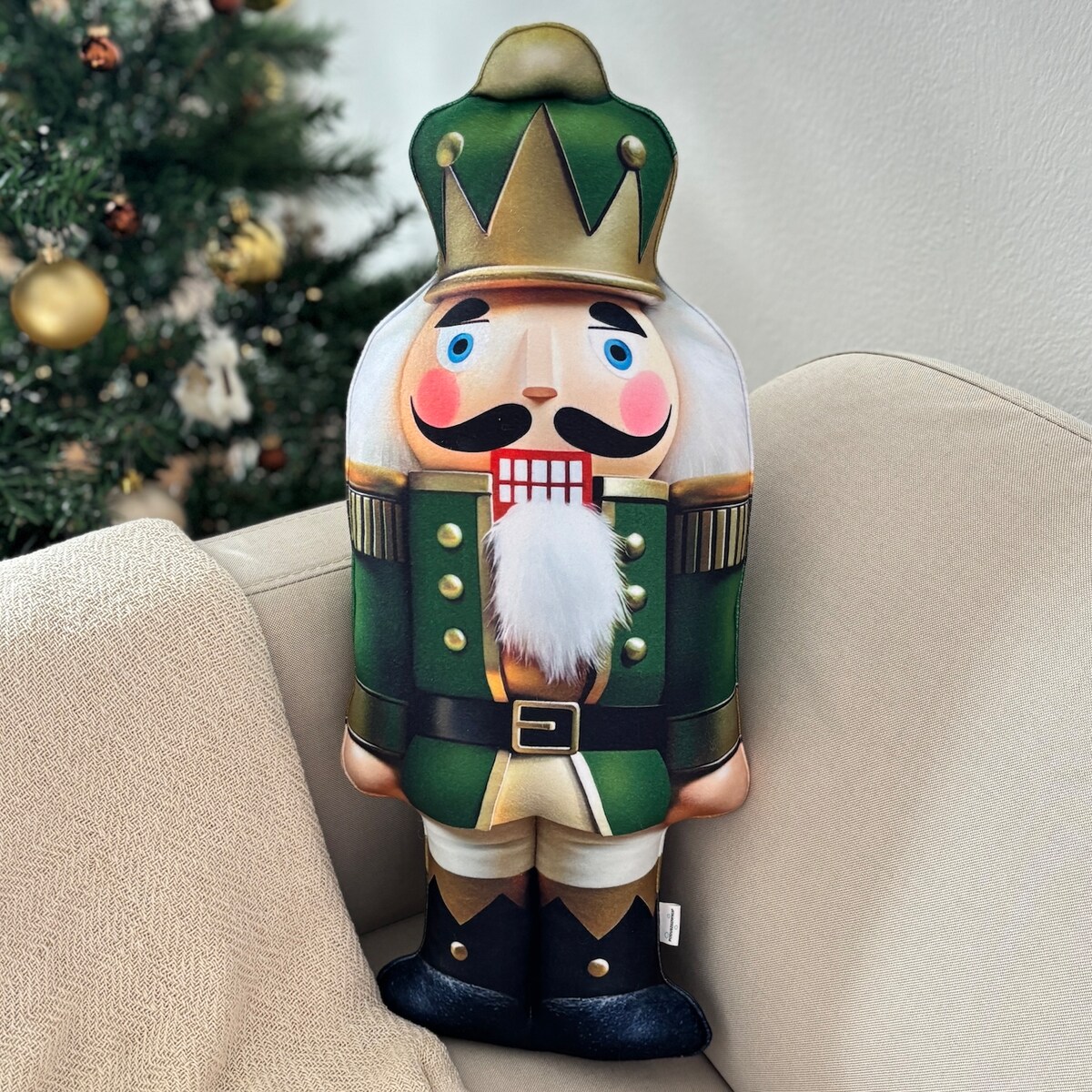 Poduszka świąteczna Dziadek do orzechów zielony