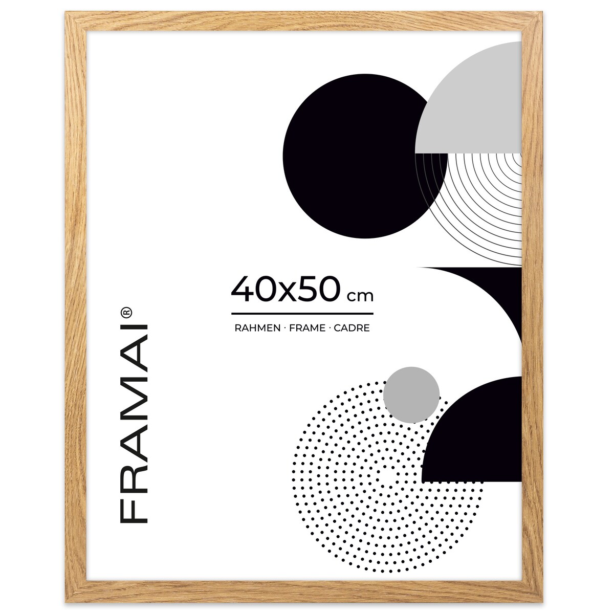 Ramka na zdjęcia 40x50 cm dębowa rama MDF z plexi do powieszenia pion poziom klasyczna prostokątna ramka FRAMAI®