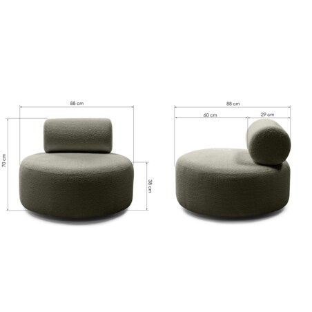 Fotel obrotowy bouclé oliwkowozielony Orvieto
