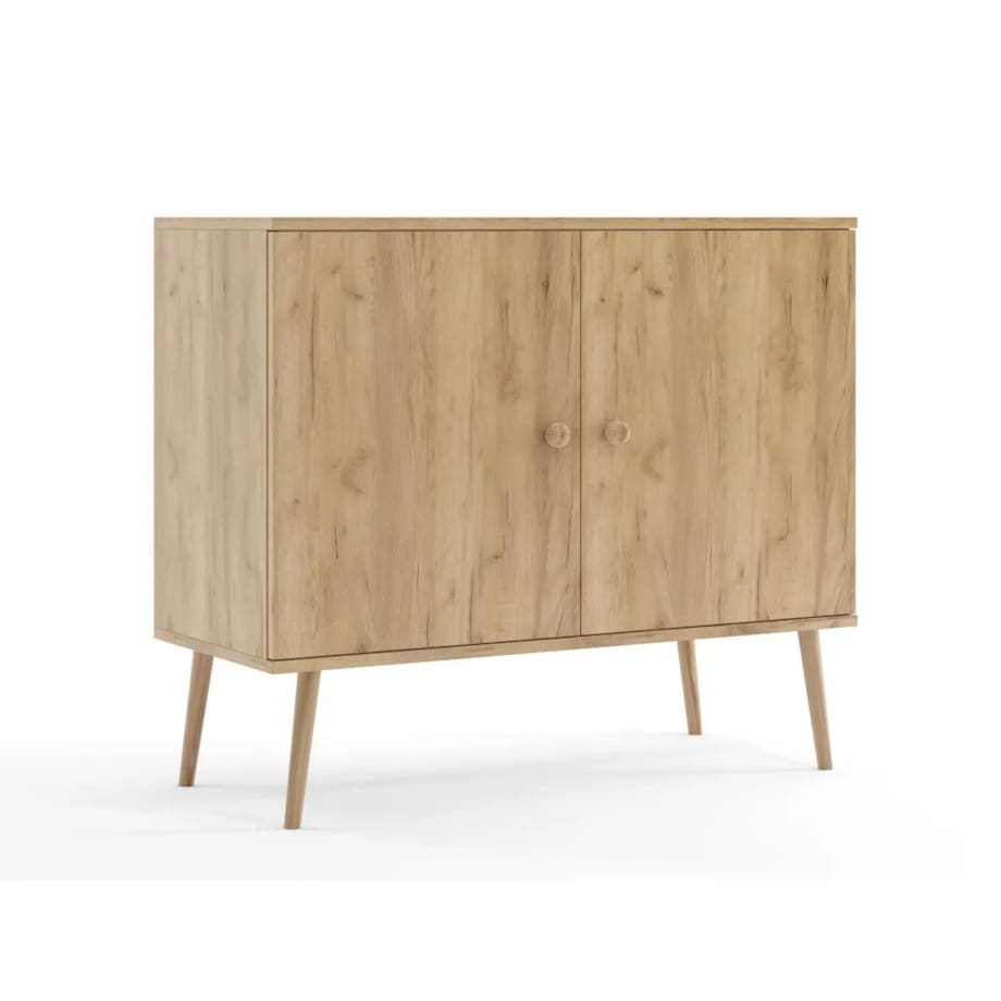 Komoda LEBEL z drzwiczkami 100cm dąb craft złoty