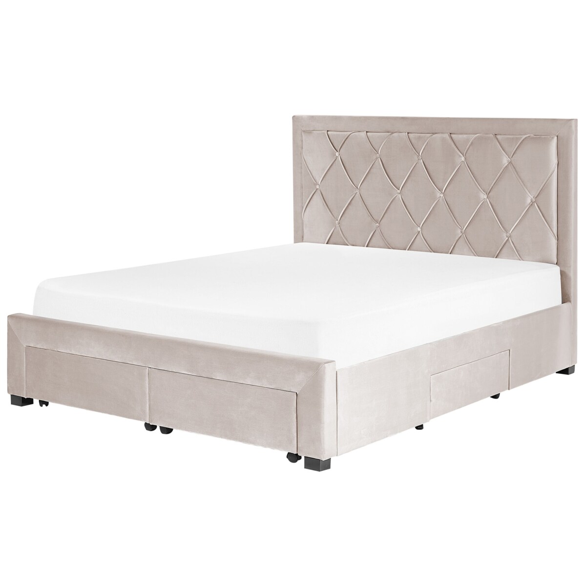Łóżko z szufladami welurowe 160 x 200 cm beżowe LIEVIN