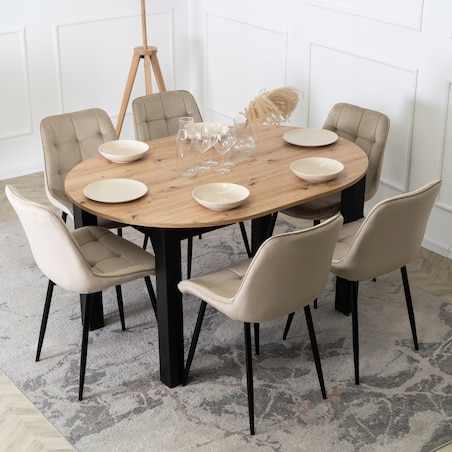 Krzesło Tapicerowane Welurowe Do Salonu Jadalni Kuchenne Beżowe CHRIS