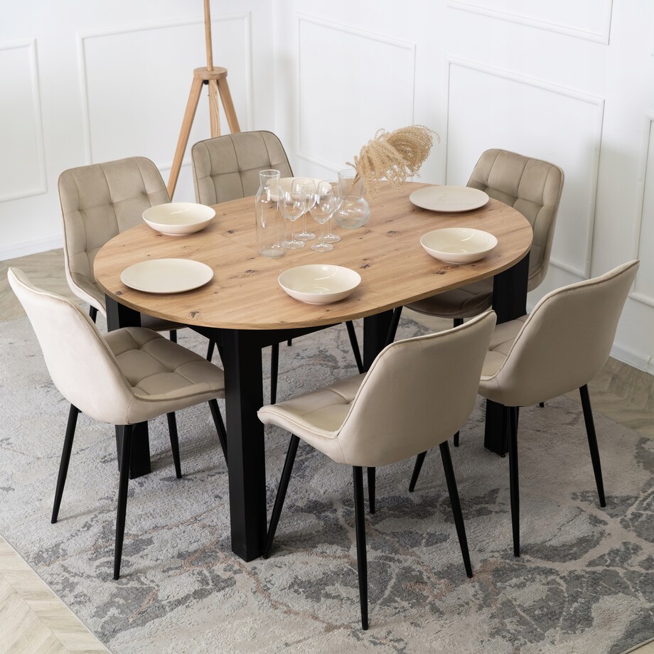 Krzesło Tapicerowane Welurowe Do Salonu Jadalni Kuchenne Beżowe CHRIS