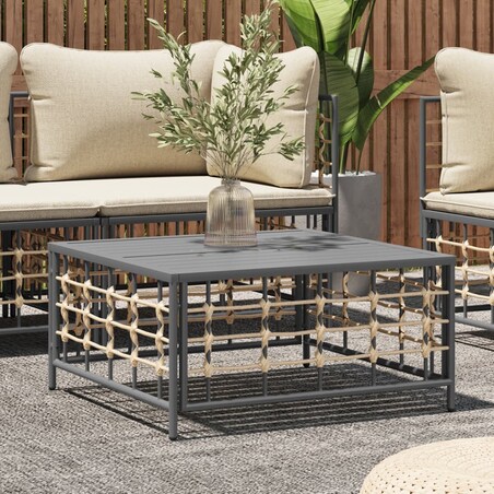 vidaXL Stolik ogrodowy, antracytowy, 70x70x34 cm, polirattan
