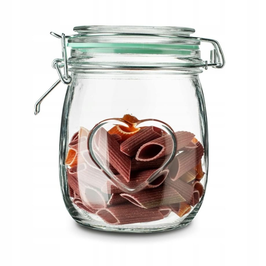 SŁOIK POJEMNIK serce 800 ml z klipsem na weki grzyby bigos jedzenie barszcz