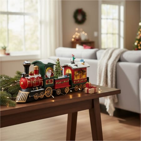 Dekoracja świąteczna z dźwiękiem i ruchoma - pociąg 17,5x9x38 cm TRENU