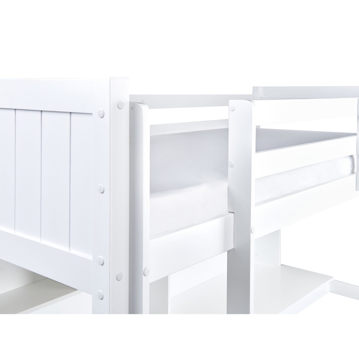 Łóżko na antresoli z biurkiem Drewno sosnowe FOUCAMONT 90 x 200 cm Biały